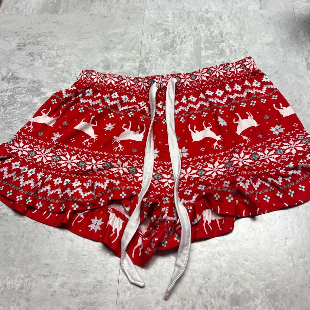 Cozy Red Reindeer Women's Pajama Shorts